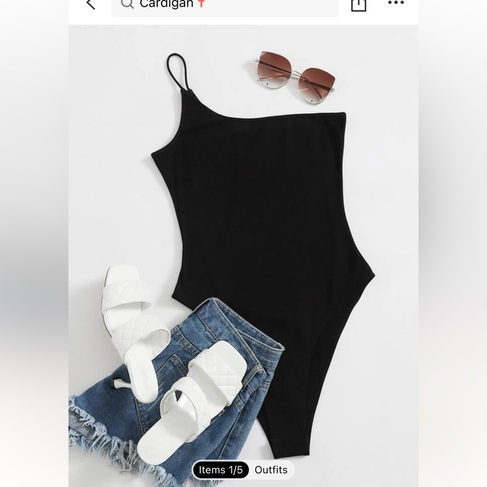 SHEIN one shoulder black bodysuit